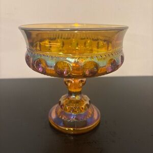 Vintage Indiana Carnival Glass Amber Dish